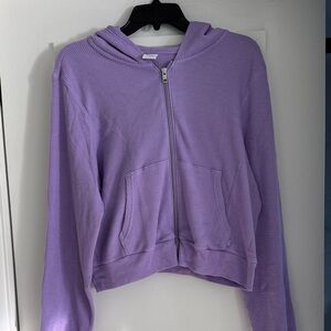 TNA Aritzia waffle cropped hoodie, sz 1x, lavender